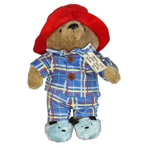 Paddington London Bear Plush Red Hat Blue Plaid Pajamas Classic Storybook Bear